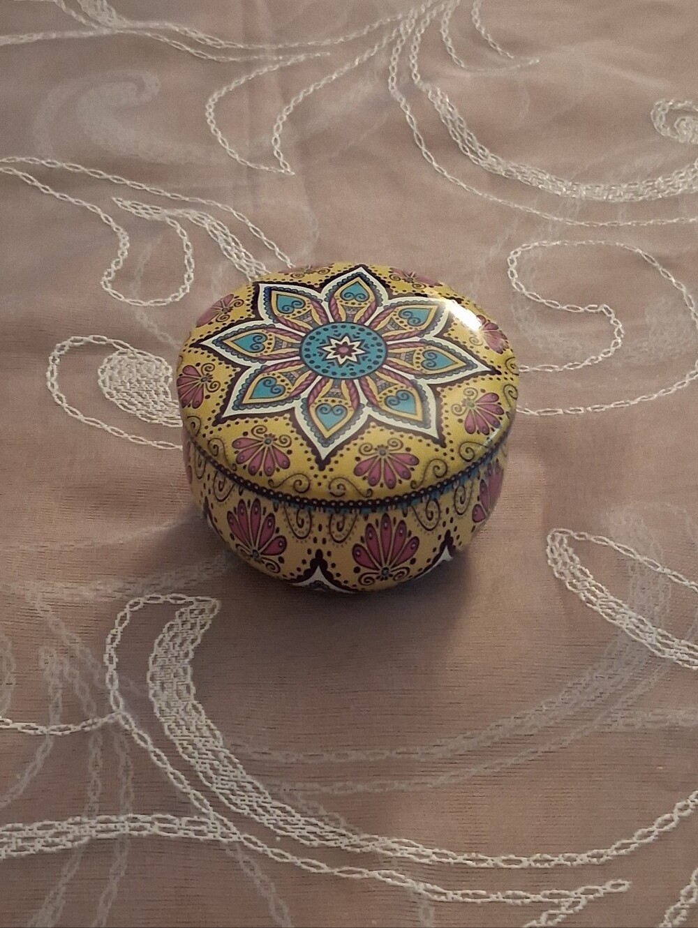 Yellow Boho-Style Metal Tin Candle